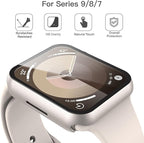 Misxi 2 Pack Hard PC Case with Tempered Glass Screen Protector Compatible with Apple Watch Series 9 Series 8 Series 7 41mm, Anti-Drop Lightweight Cover for iWatch, 1 Starlight + 1 Transparent - Image 3