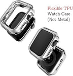 Designed for Apple Watch Band and Case, Stainless Steel Metal Chain with TPU Cover, Smart-Watch Link Bracelet Strap, Wrist-Band for i-Watch Series 9 8 7 6 5 4 3 2 1 SE, 45mm 44mm 42mm, Silver+Gold - Image 5