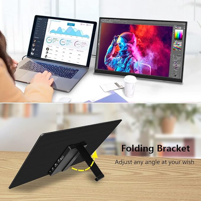 4k Portable Monitor, 14 Inch Portable Monitor USB C, 10-Bit Adobe 95% HDR Game Display with USB C/HDMI/Mini DP Compatible with Laptop/Game Console/PC/Surface - Image 4