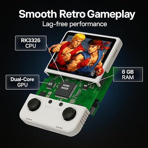 uMadeUs R40s Pro Handheld Gaming Console – 30,000+ Classic Video Game Collection – New Retro Arcade System With 256gb Sd Card - 3.5" Screen - Mini Portable Player PSP, DS, GBA, PS1, MAME (Black) - Image 8