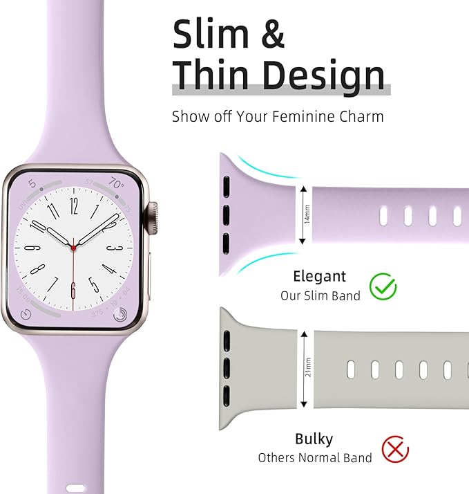 Lerobo 6 Pack Silicone Slim Bands Compatible for Apple Watch 38mm 40mm 41mm 44mm 42mm 45mm, Series 9, 8, 7, 6, 5, 4, 3, 2, 1 - Image 2