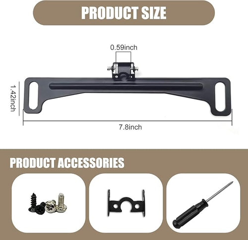 1 PC Car Reversing Camera License Plate Frame Bracket, Waterproof Driving Recorder Rear View Camera License Plate Holder, Screw-Fixed Camera Mounting Base, Universal for Cars Trucks (Black) - Image 2