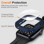 Amizee 2 Pack Compatible with Apple Watch Case SE 3/2/1 Series 6/5/4 44mm with Built-in Screen Protector, Ultra-Thin Hard PC Straight Edge Anti-Scratch Protective Cover for iWatch (Matte Blue) - Image 2