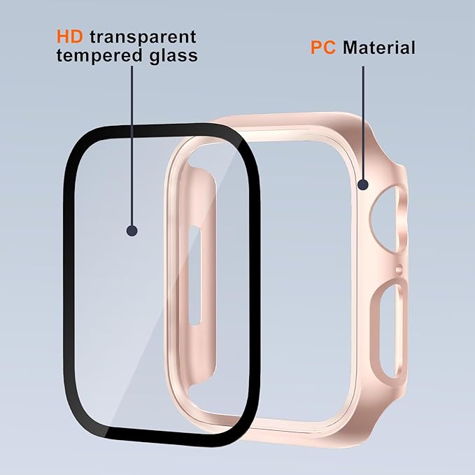 Hard Case for Apple Watch Series Series 9 Series 7 8 41mm [Full Protection], Built-in Screen Protector [Touch Sensitive] Slim Bumper Cover for iWatch S9/S8/S7 Accessories 41mm, Rose Gold - Image 5