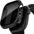 2 Pack Privacy Case for Apple Watch Screen Protector, Anti-Spy Tempered Glass Film Apple Watch Cover Hard PC Case Bumper for iWatch Series 11 Series 10 - Black/Black 46mm by KUYUBMINYR