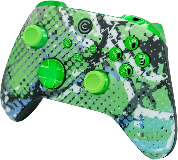 Custom Controllerzz Designer Series Custom Wireless Controller for Xbox Series X/S, Xbox One, & PC - Multiple Designs Available (Swamp Fade & Green Chrome Inserts) - Image 3