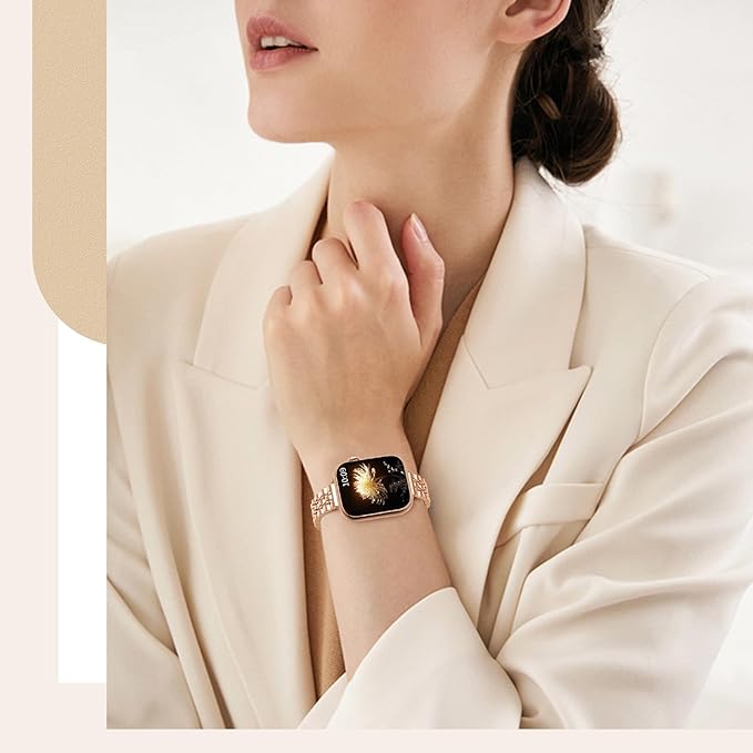 TiMOVO Metal Band Compatible with Apple Watch 42mm (Series 11/10) 41mm 40mm 38mm for Women, Dressy Replacement Strap for iWatch SE 3/2/1, Series 9/8/7/6/5/4/3/2/1, Rose Gold - Image 7