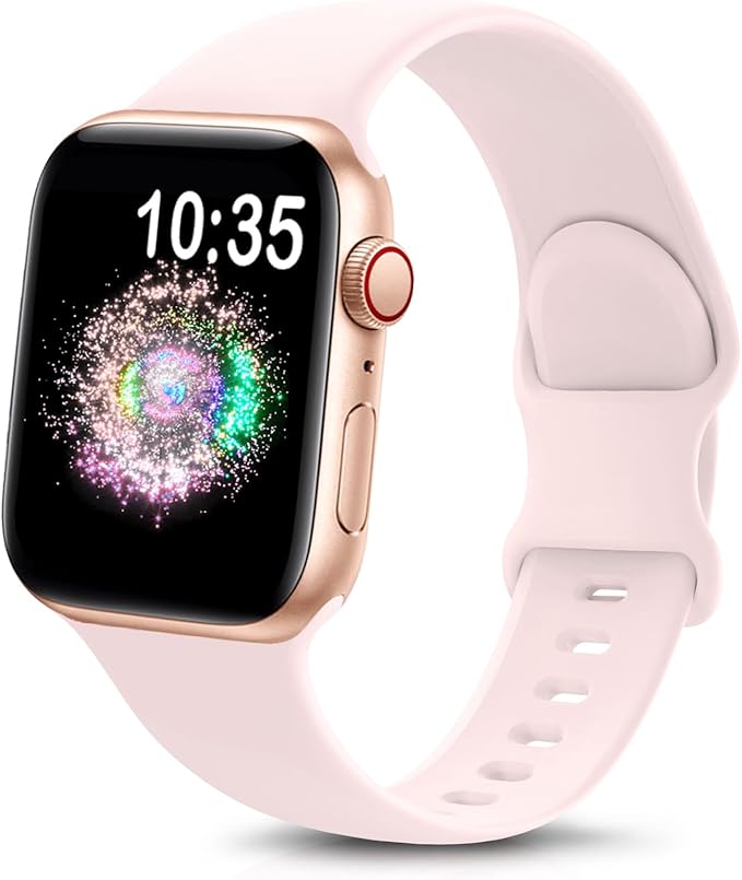 TreasureMax Sport Band Compatible with Apple Watch Bands 38mm 40mm 41mm 42/44mm 45mm 46mm 49mm, Soft Silicone Strap Compatible for Apple Watch Ultra 3 Series 11 10 9 SE/SE2 8 7 6 5 4 3 Men Women Light Pink by TreasureMaxWatchBands