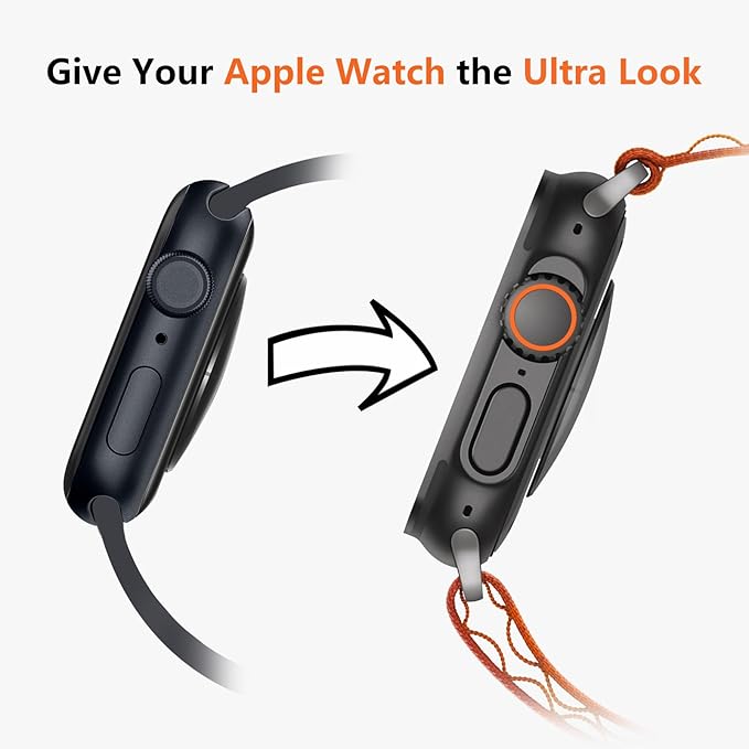 amBand 3 in 1 Metal Case Compatible with Apple Watch Series SE 3/SE 2/SE 6/5/4 44mm, W1 Protector Rugged Bumper with Watch Crown + Back Cover, Black - Image 6