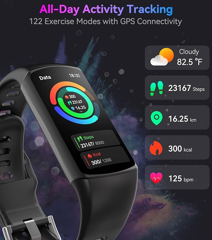 Smart Watch Fitness Tracker with 24/7 Heart Rate, Blood Oxygen Blood Pressure Monitor Sleep Tracker 120 Sports Modes Activity Trackers Step Calorie Counter IP68 Waterproof for Andriod iPhone Women Men - Image 5