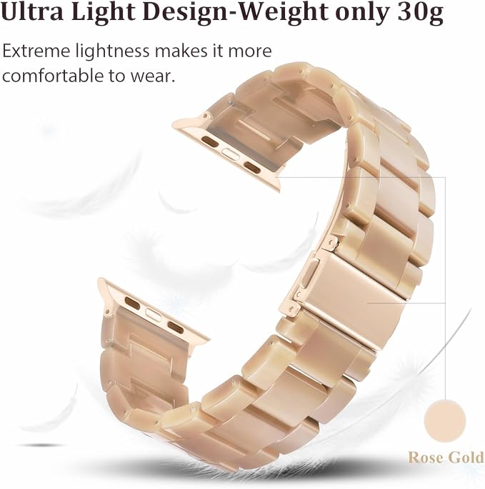 V-MORO Lightweight Bands Compatible with Apple Watch Series 11/10/9/8/7 38/40/41/42mm Fashion Cute Bracelet Band Rose Gold Stainless Steel Buckle Watch Strap for iwatch Series SE/6/5/4/3/2/1,Caramel - Image 4