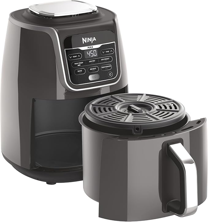 Ninja AF161 Max XL Air Fryer that Cooks, Crisps, Roasts, Bakes, Reheats and Dehydrates, with 5.5 Quart Capacity, and a High Gloss Finish, Grey by Ninja