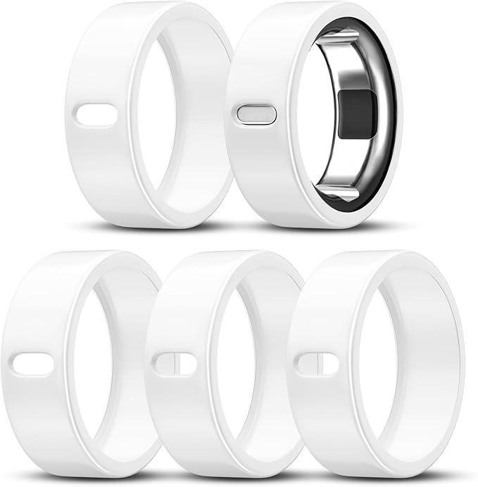 ZOOROO 5 Pack Cover Compatible with Oura Ring Gen 4/Oura Ring Gen 3/3 Horizon, Support Charging with Cover on, Anti-Scratch TPU Protector for Women Men (White*5, Size 6) by ZOOROO