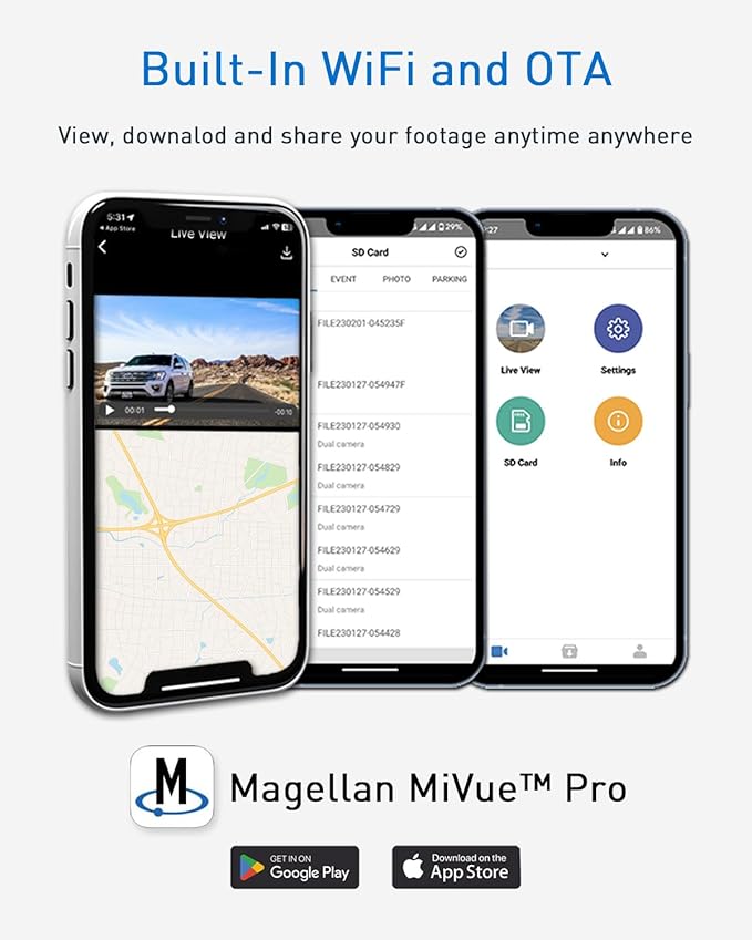 MAGELLAN DR50 3 Channel Dash Cam, 4K+2K Front Cabin Rear, Night Vision, Wide-Angle (170°), STARVIS 2 IMX678, Strong Mount, GPS, Wi-Fi App Control, 24H Parking Mode, Fatigue Alert, 64GB Card Included - Image 5