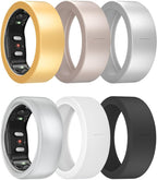 3/6 Pack Ring Cover for RingConn Gen 2 Air, Elastic Silicone Ring Protector for RingConn Gen 2/1 Working Out Accessories Men Women (6P-Black+Clear+White+Gold+Silver+Rose Gold, L (12/13/14)) by Makcpoimer