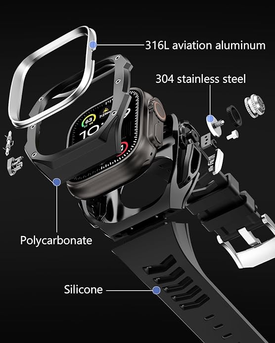 Rugged Bumper band with Case For apple watch ultra 3 2 1 49MM（1-second quick installation） - Shockproof & Scratch Resistant Compatible with iWatch Ultra 3/2/1 Men Gifts - Image 4