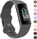 AK Sport Band Compatible with Fitbit Charge 6 Bands / Fitbit Charge 5 Bands Women Men, Classic Soft Replacement Straps Wristbands for Fitbit Charge 6 / 5 Advanced Fitness & Health Tracker (Dark by AK