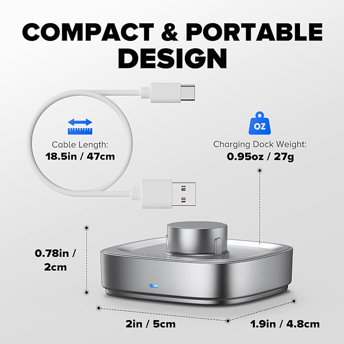 Ring Chager Compatible with Ou-ra Ring4, Fast Charge for Ou-ra Ring Gen 4 of Size 9, Charging Dock with USB-C Cable (Glossy Silver) - Image 7
