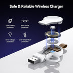 NEWDERY Charger for Apple Watch Magnetic USB C&USB A Portable Wireless iWatch Charger for Apple Watch Ultra 2/1 Series 10 9 8 7 6 5 4 3 2 1 SE, White - Image 8