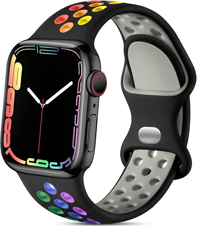 Lerobo Compatible for Apple Watch Band Series 9 8 45mm Series 11 10 46mm 44mm 42mm 49mm Ultra 2 3, Silicone Sport Bands Breathable Wristband Strap for iWatch SE 3 2 1 Series 7 6 5 4 3 2 1 Women Men by Lerobo
