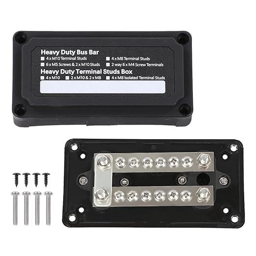 100A Bus Bar Heavy Duty Module Design Power Distribution Block 12V 24V 48V DC Waterproof Busbar Box with 4X M6(1/4") Terminal Studs for Battery Marine Automotive RV Car Truck - Image 4