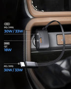 84W Max Retractable Fast Car Charger - USB C Cigarette Lighter Adapter Ultra-Compact Type-C Fast Car Charger with Built-in Retractable Cable - Image 4