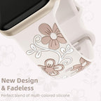 Witzon Floral Band Compatible with Apple Watch Bands For Women 40mm 41mm 38mm 42mm 44mm 45mm 46mm 49mm, Engraved Cute Flower Silicone Dressy Strap for iWatch Series 11 10 9 8 7 6 5 4 3 2 SE Ultra - Image 3