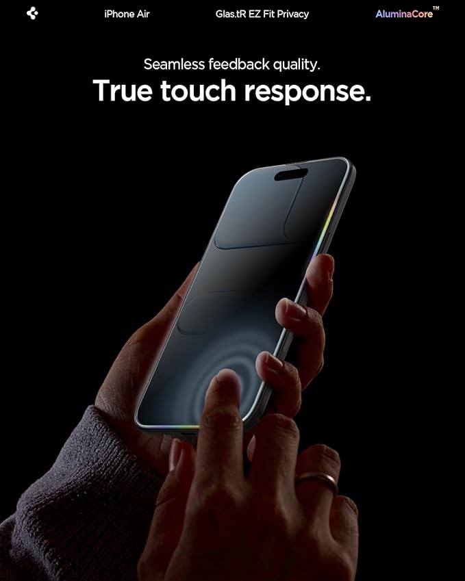 Spigen AluminaCore Tempered Glass Screen Protector [Glas.tR EZ Fit - Privacy] designed for iPhone Air [2 Pack] 9H+ Hardness, Aluminum-Enhanced Durability - Image 7