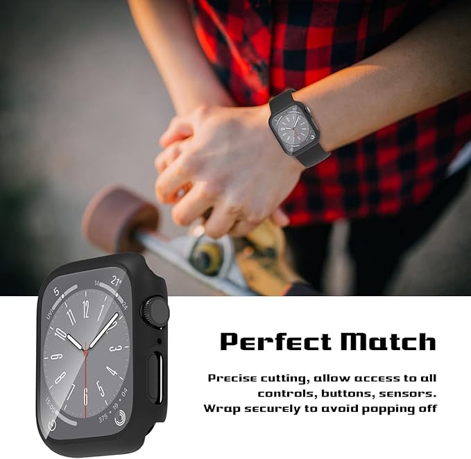 2 Pack Case for Apple Watch 40mm SE Series 6/5/4/SE 2nd Gen with Tempered Glass Screen Protector, Full Protective Cover Hard PC Bumper Face Cover for iWatch 40mm (Black) - Image 4