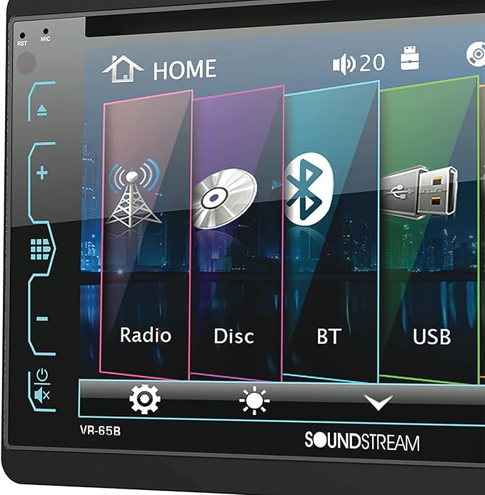 Soundstream VR-65B Double-DIN Bluetooth DVD/CD/AM/FM in-Dash Car Stereo with 6.2" Smart Sense Screen - Image 2