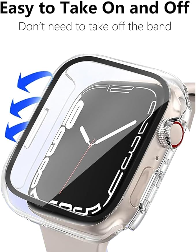 2 Pack Hard PC Case with Button for Apple Watch Series 4 5 6 SE 44mm Tempered Glass Screen Protector Case, Full Coverage Shockproof Matte Iwatch Bumper Cover (Red+Red, 44mm) - Image 4