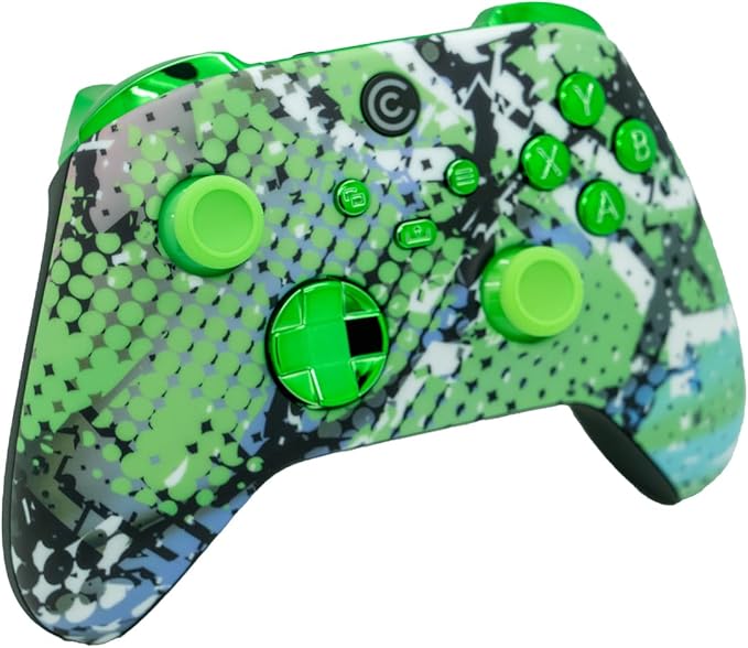 Custom Controllerzz Designer Series Custom Wireless Controller for Xbox Series X/S, Xbox One, & PC - Multiple Designs Available (Swamp Fade & Green Chrome Inserts) - Image 2