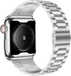 iiteeology Compatible with Apple Watch Band 42mm Series 3 2 1, Upgraded Stainless Steel Band with iWatch Screen Protector Case for Men Women Silver/Silver - Image 3