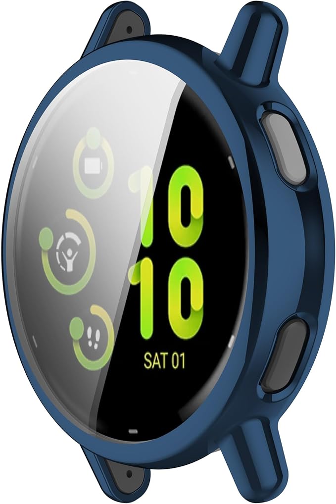 2 Pack Case Compatible with Garmin Vivoactive 5 Protective Case Cover,Soft TPU Bumper Full Cover Ultra-Thin Protection Case for Garmin Vivoactive 5 Smartwatch Accessories (Blue&Blue) - Image 2
