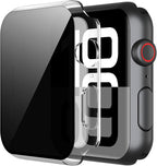 Misxi 2 Pack All-around Protective Privacy PC HD Case for Apple Watch Series 11 (2025) Series 10 46mm, Shockproof Ultra-Thin Cover with Anti-Spy Tempered Glass Screen Protector for iWatch, Transparent by Misxi