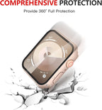 Misxi [2 Pack] Waterproof Hard Case with Tempered Glass Compatible with Apple Watch Series 9 Series 8 Series 7 45mm, Ultra-Thin Cover for iWatch Screen Protector, 1 Rose Gold + 1 Transparent - Image 8