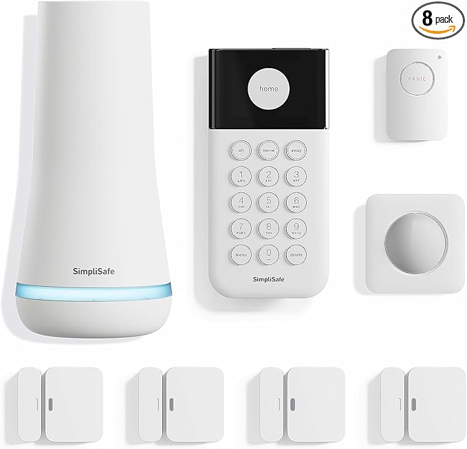 SimpliSafe 8 Piece Wireless Home Security System - Optional 24/7 Professional Monitoring - No Contract - Compatible with Alexa and Google Assistant , White by SimpliSafe%C2%AE