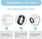 Smart Ring for Women Men, Health Fitness Tracker Ring with Heart Rate/Sleep Tracker/Blood Oxygen/HRV/Stress/Calorie/Steps, IP68 Waterproof for iOS & Android, No APP Fees(Black,10#) - Image 2
