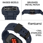 amBand Compatible with Apple Watch Series 9/8/7/6/5/4 & SE 3/2/1 41mm/40mm Band Case for Men, M1 Sport Rugged Case with Strap Military Protective Cover Bumper for iWatch 41/40 mm - Navy Blue - Image 2