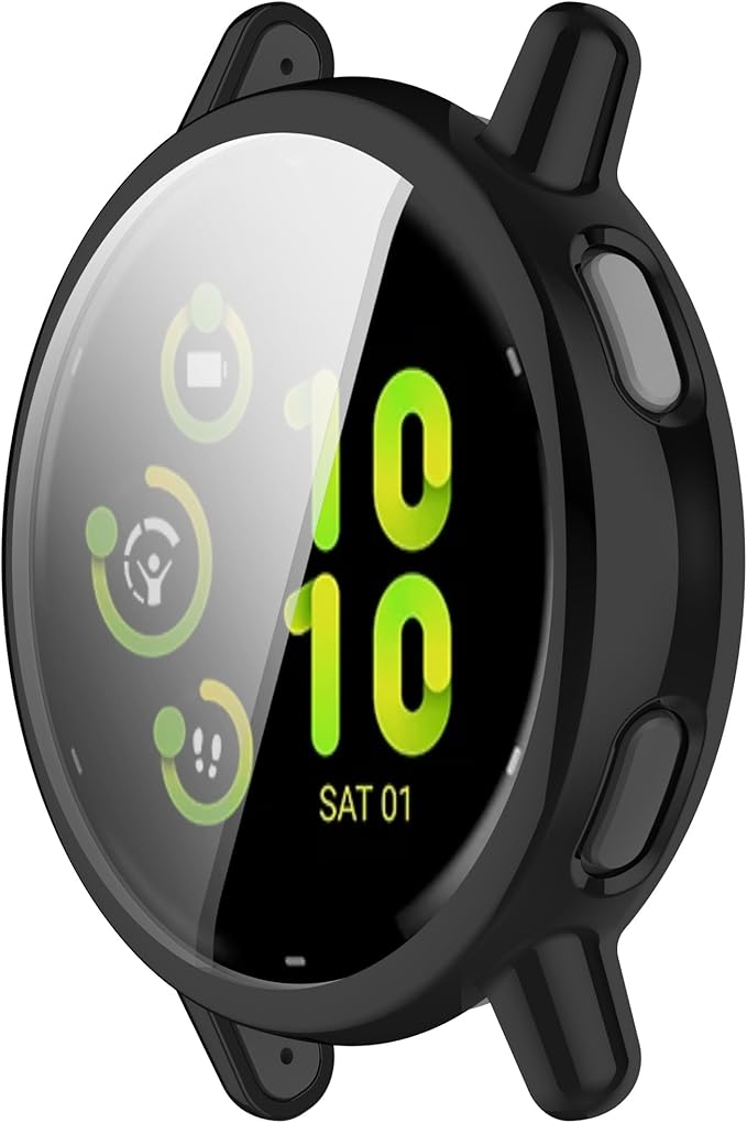 2 Pack Case Compatible with Garmin Vivoactive 5 Protective Case Cover,Soft TPU Bumper Full Cover Ultra-Thin Protection Case for Garmin Vivoactive 5 Smartwatch Accessories (Black&Silver) - Image 2