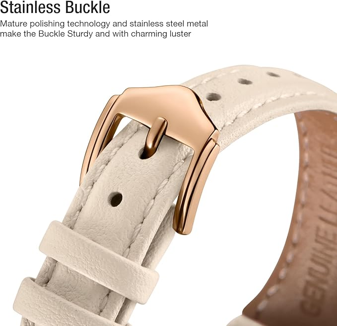 WFEAGL Leather Bands Compatible with Apple Watch Band 42mm(Series 3 2 1) 44mm 45mm 46mm 49mm Women, Top Grain Leather Strap Slim Thin Replacement Wristband for iWatch Ultra SE 3 2 1 Series 11 10 9 8 7 6 5 4 3 2 1 - Image 3