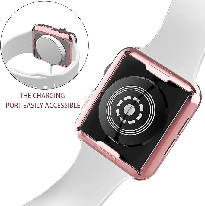 [2-Pack] JULK 40mm Case for Apple Watch New SE 3 (2025) / Series SE / 6/5 / 4 Screen Protector, Overall Protective Soft Case TPU HD Ultra-Thin Cover for iWatch, 1 Rose Pink + 1 Transparent - Image 5