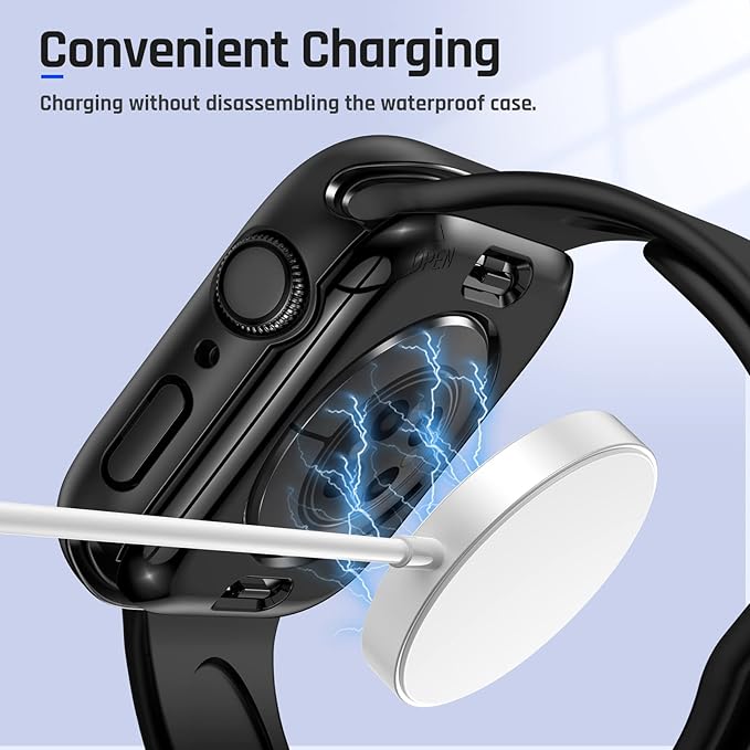 Goton 2 in 1 Waterproof Case for Apple Watch Screen Protector Series 6/5/4, SE 3/2/1 44mm, 360 Protective Glass Face Cover Hard PC Bumper + Back Frame for iWatch Accessories 44 mm - Image 7