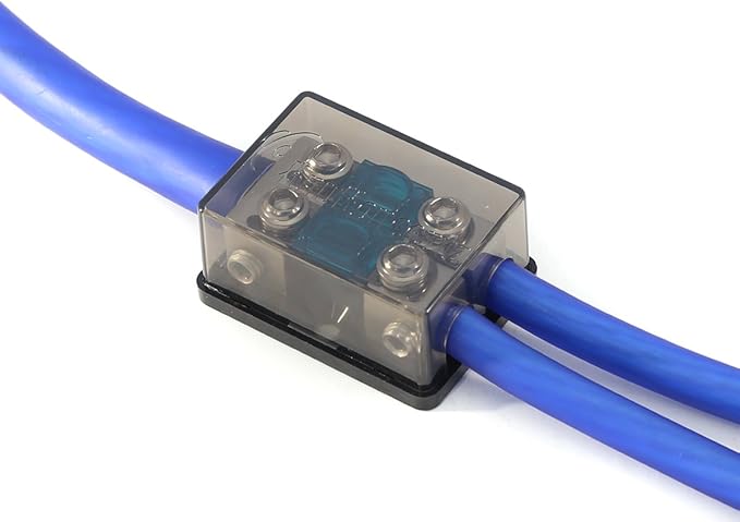 KnuKonceptz Bassik 2 Way Mini ANL Fuse Distribution Block - 1/0 Gauge to 4 Gauge - 50 Amp by KnuKonceptz