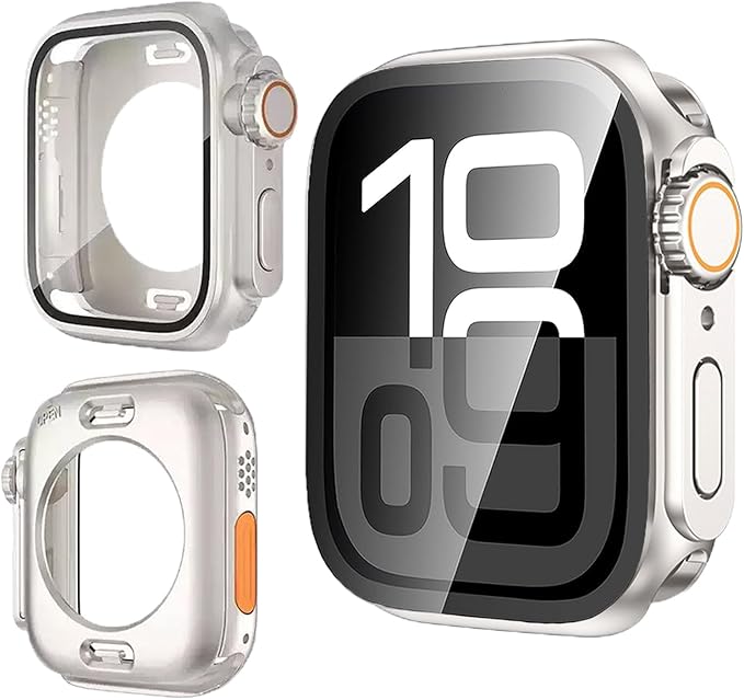 Yrzper Waterproof Case Compatible with Apple Watch Series 11 (2025) Series 10 46mm 42mm[Turning into Ultra] Crown + Back Cover Full Protective Hard PC Screen Protector Cover (Starlight, 42mm) by Yrzper