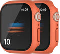 2 Pack Hard Case for Apple Watch Series 6 5 4 SE 44mm Tempered Glass Screen Protector Case, Full Coverage Button Shockproof Cover High Sensitivity Touch Iwatch Bumper (Orange+Orange, 44 mm) by HANKN