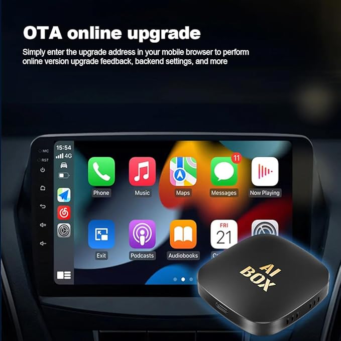 AI Box Carplay, 2+16GB Ai Magic Box for Streaming Netflix/YouTube/TikTok, Car Play Wireless Adapter Supports iPhone & Android Auto, Plug & Play, for Cars with OEM Wired CarPlay/Android Auto - Image 6
