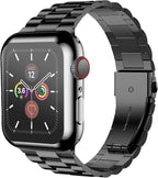iiteeology Compatible with Apple Watch Bands 44mm Series 6 5 4 Se, Upgraded Stainless Steel Band with iWatch Screen Protector Case for Men Women Black/Black - Image 2