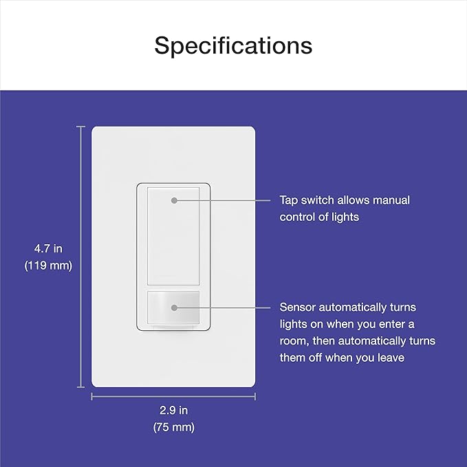 Lutron Maestro Motion Sensor Light Switch Indoor for Bathroom, Garage, Laundry Room, Any Bulbs, Occupancy Vacancy Sensor, Single-Pole, MS-OPS2-BR, Brown - Image 11