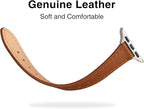 STIROLL Slim Leather Bands Compatible with Apple Watch Band 49mm 46mm 45mm 44mm 42mm(Series 3 2 1), Top Grain Leather Watch Thin Wristband for iWatch Ultra SE Series 11 10 9 8 7 6 5 4(Brown Silver) - Image 3